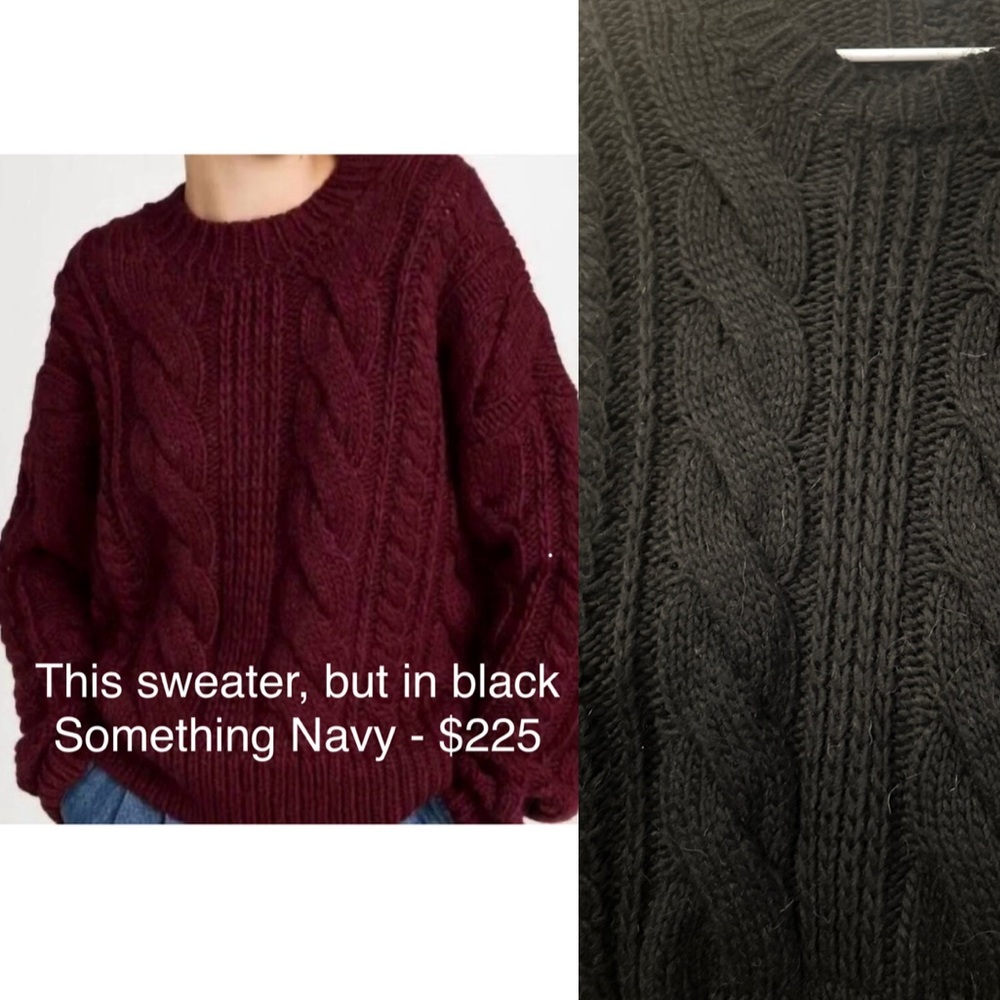 Classic Black Cable Knit Sweater - Something Navy